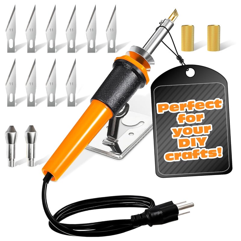 VIKROM 30W Electric Hot Knife Cutting Tool – Fast Heating Plastic Cutter Tool for Foam, Resin, Mesh | Includes 10 Blades, 2 Blade Holders, 1 Wood Burning Tip & Stand | Great Valentines Day Gift For Crafts - Image 1